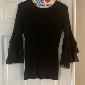 Black Ruffle & Ribbed Top